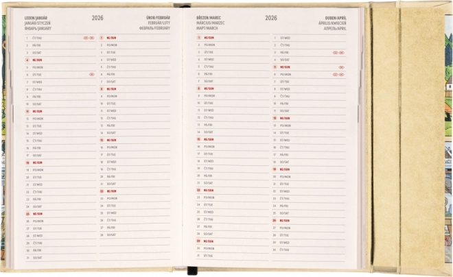 Agenda settimanale magnetica con disegni di Josef Lada 2025