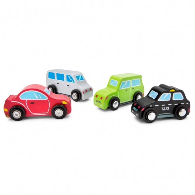 Set di Mini Automobili in Legno - 4 Pezzi