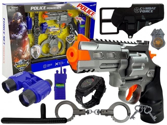 Set da poliziotto con pistola, manette e accessori