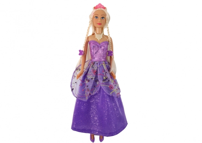 Bambola Principessa Vestito Viola con Treccine Aggiuntive