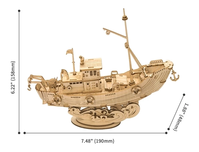 Puzzle 3D in Legno Barca da Pesca