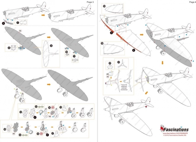 Puzzle 3D in metallo Supermarine Spitfire