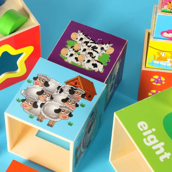 Torre educativa in legno XXL con forme e apprendimento dei numeri