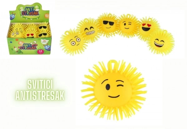 Palla antistress pelosa Emoji con luce