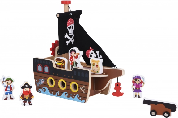 Nave pirata in legno con figurine Tooky Toy