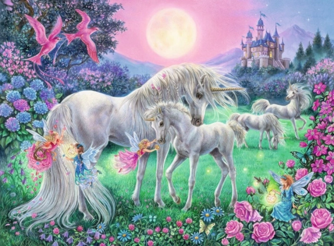 Puzzle Luminoso Unicorni al Chiaro di Luna XXL 100 Pezzi