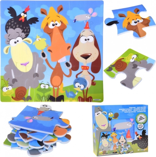 Puzzle in schiuma con animaletti – tappetino colorato per bebè 90 × 90 cm