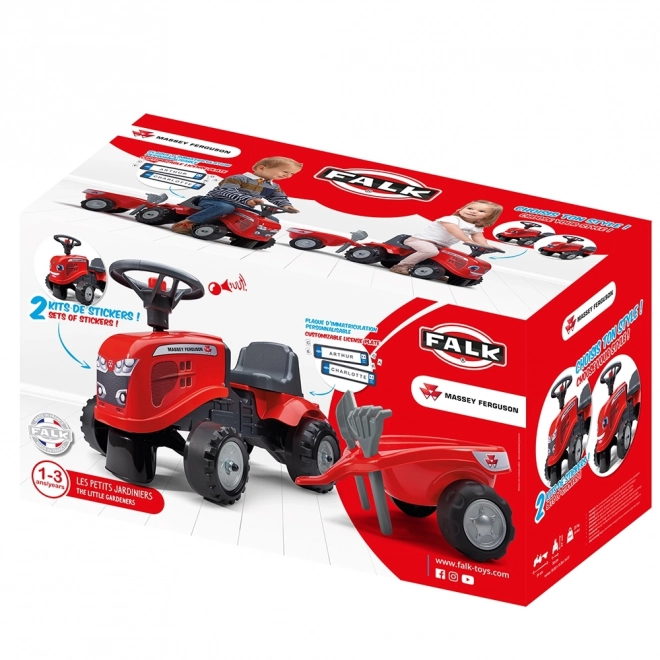 Trattore a spinta Massey Ferguson rosso con volante