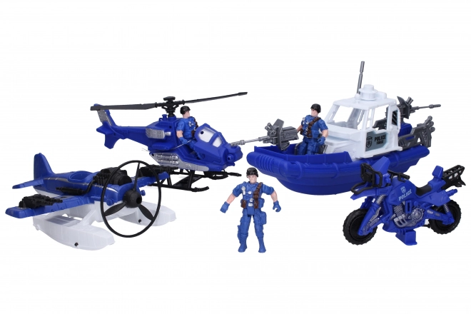 Set della polizia con figure e gommone 33 cm