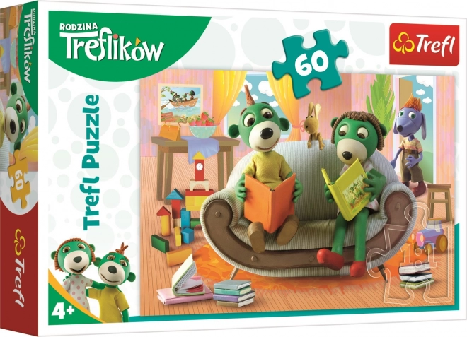 Puzzle 60 pezzi - Trefl Famiglia Treflik, Leggere Fiabe Insieme