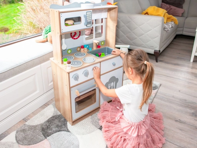Cucina giocattolo in legno per bambini con accessori Ecotoys