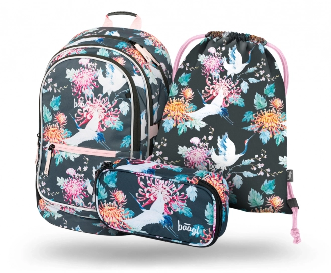 Set da 3 pezzi Core Birds: zaino, astuccio, sacca