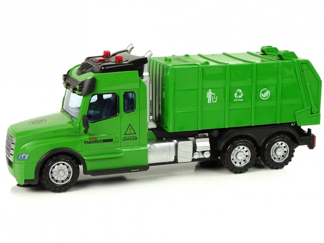 Camion della spazzatura telecomandato con luci e suoni verde