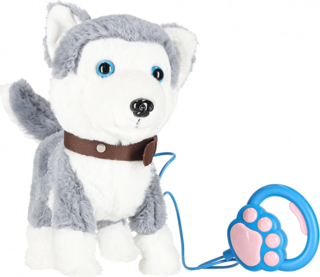 Cagnolino husky interattivo in peluche al guinzaglio con movimento e suoni