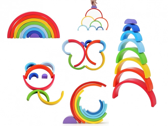 Puzzle Educativo in Legno Montessori Arcobaleno Colorato