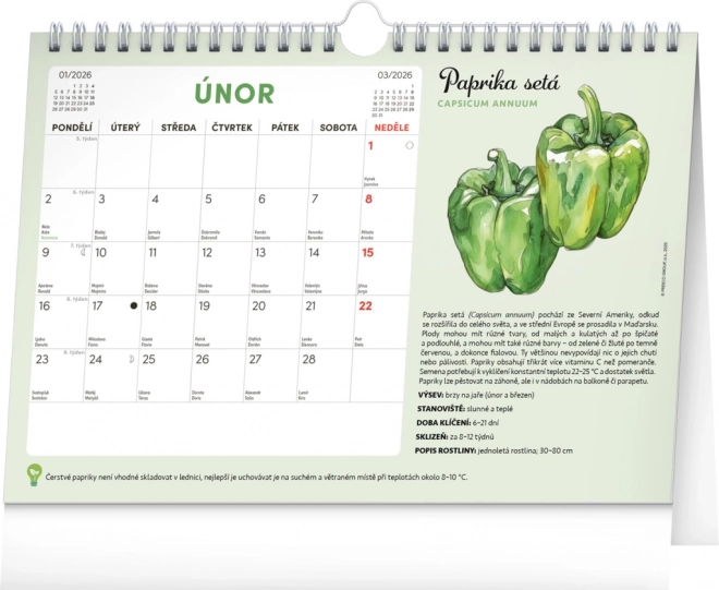 Calendario pianificatore mensile con semi Notique 2026