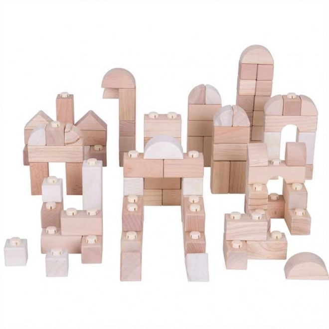 Bigjigs Baby Blocchi di Giunzione in Legno - Set Naturale 100 Pezzi