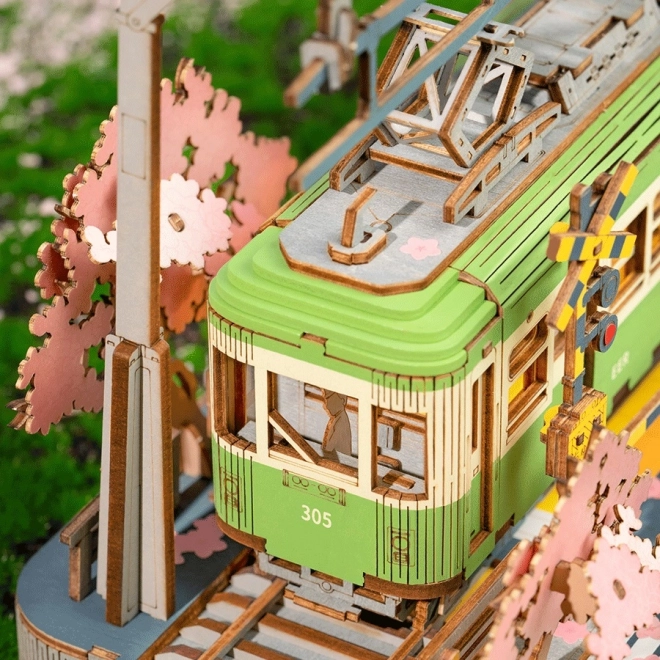 Stazione Sakura 3D in Legno con Tram Giapponese