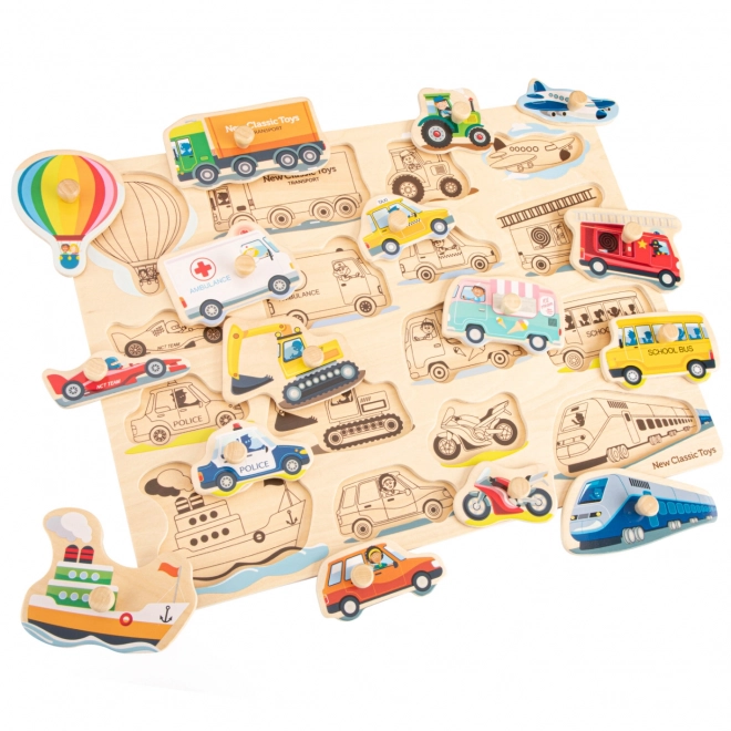 Puzzle in Legno con Mezzi di Trasporto