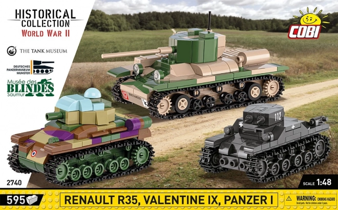 Set di costruzione 3 carri armati storici: Panzer I, Valentine IX, Renault R35