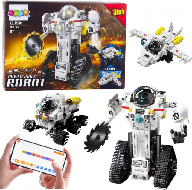 Set di costruzione 3-in-1 robot, rover spaziale e aereo radiocomandato, 408 pezzi