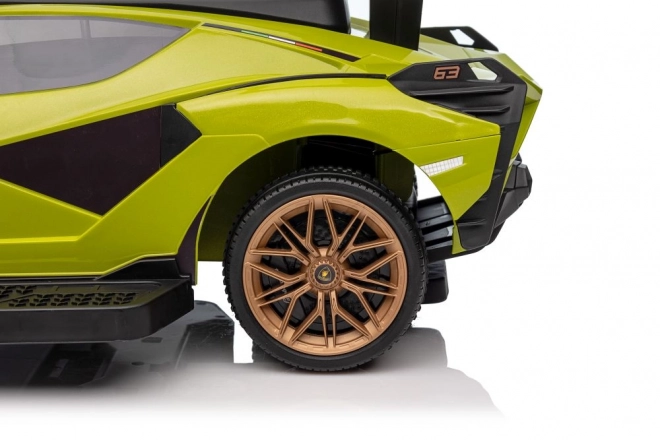 Macchina da passeggio Lamborghini bianca con spintore – Verde