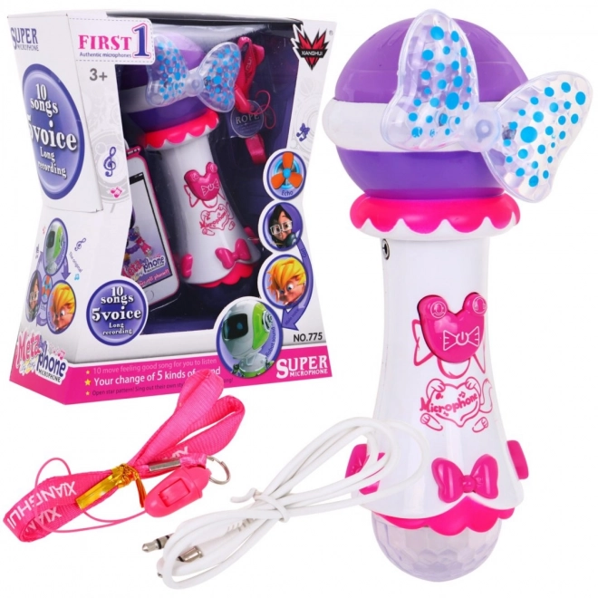 Microfono Karaoke Bambini 3+ Rosa con Cambiavoce e Luci