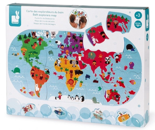 Puzzle da bagno Mappa del mondo 28 pezzi