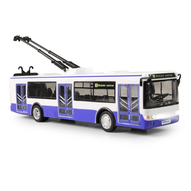 Trolleybus con annuncio fermate in ceco 28 cm blu