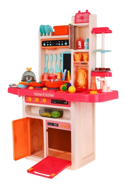 Cucina Blu per Bambini con Rubinetto e Piano Cottura a Vapore – rosa