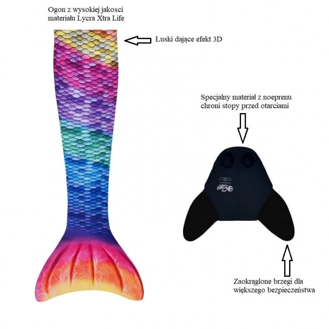 Coda di Sirena Monopinna per Nuoto Rainbow + Bikini