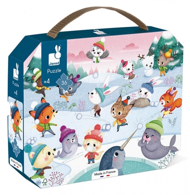 JANOD Puzzle nella valigetta Festa sulla neve 36 pezzi