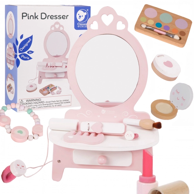 Toeletta in legno per bambini con specchio e accessori Classic World