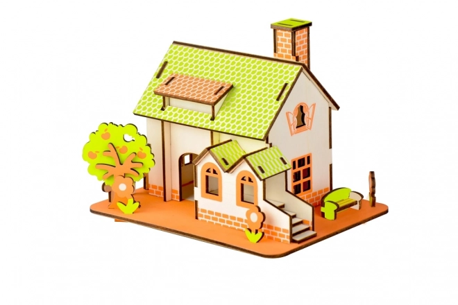 Puzzle 3D Casa Verde in Legno