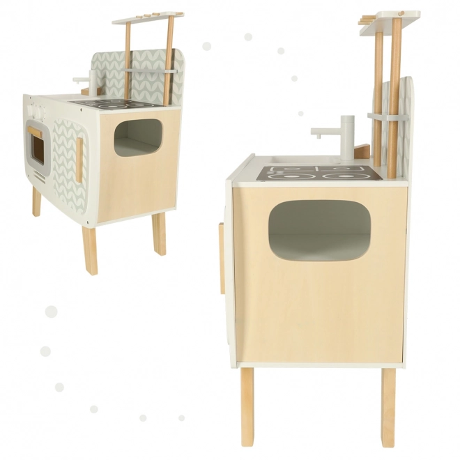 Cucina in legno per bambini stile retrò con accessori