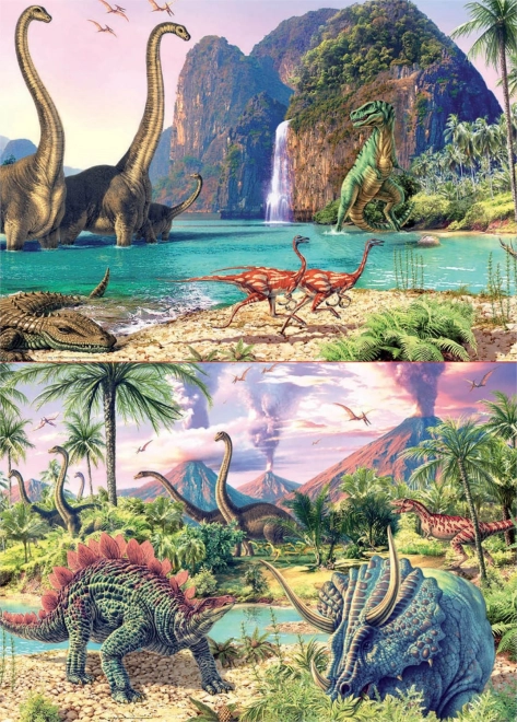 Puzzle panoramico mondo dei dinosauri 2x100 pezzi