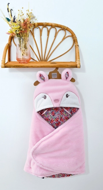 Doudou coperta rosa con cappuccio Boh'aime 70 cm