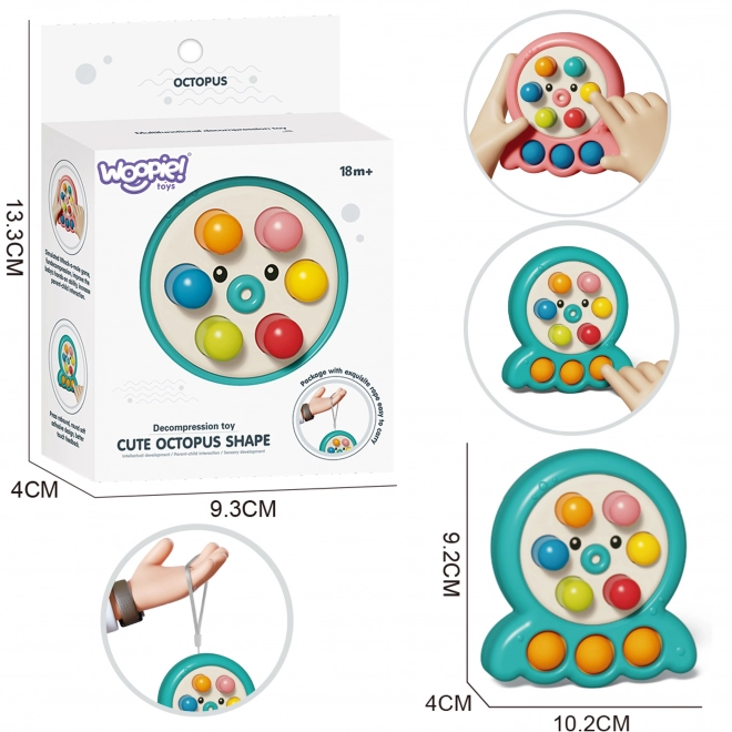 WOOPIE Gioco di abilità Martello Talpa con Corda Polpo Verde 2 in 1