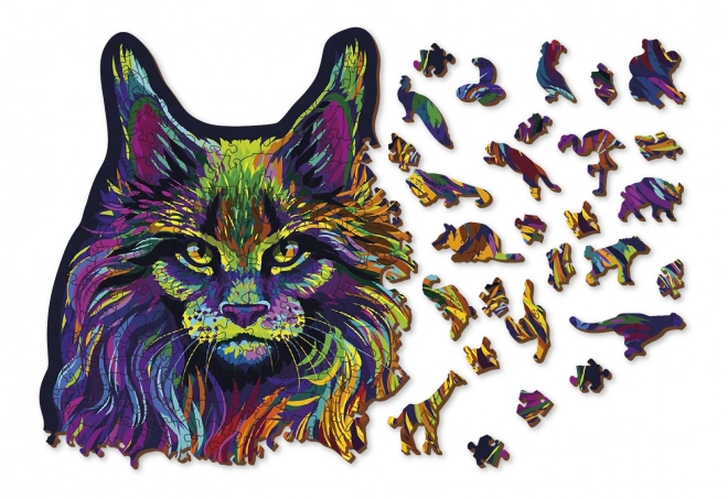 Puzzle in legno Gatto selvaggio arcobaleno