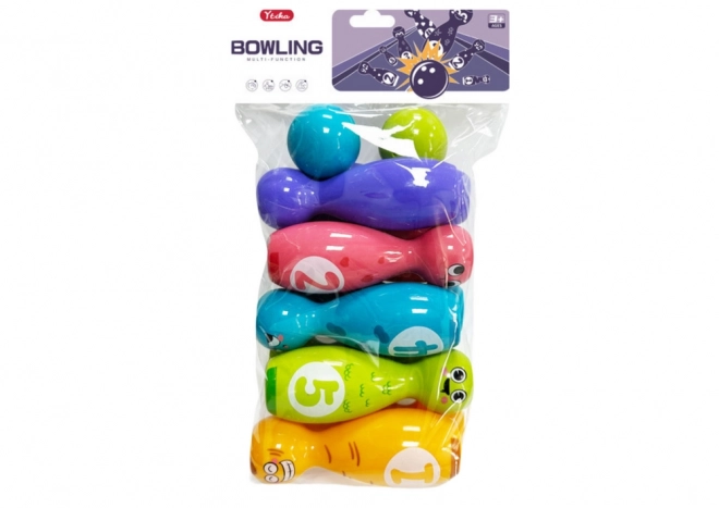 Set per gioco bowling faccine colorate