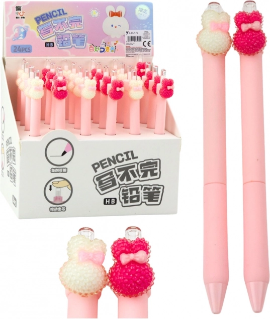 Matita automatica con coniglietto decorativo rosa 15cm