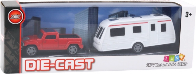 Set di automobiline con caravan rosso