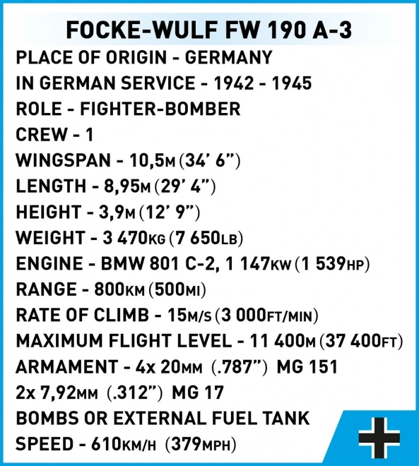 Focke-Wulf Fw 190 A3 II Guerra Mondiale - Set di costruzione COBI