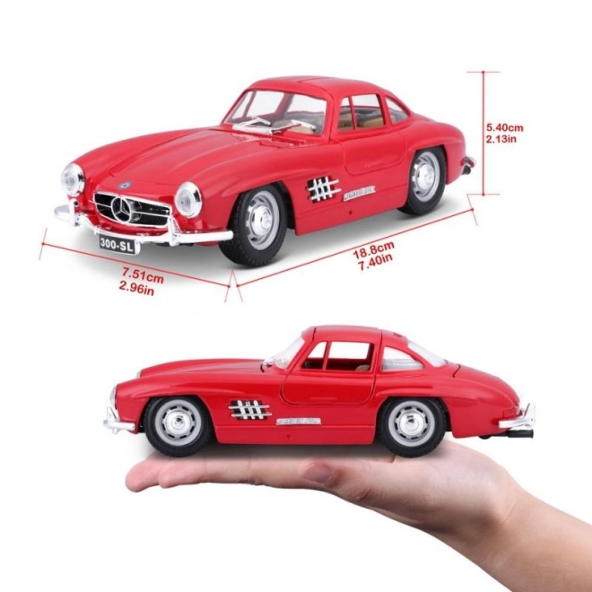 Modellino di Auto Mercedes-Benz 300SL Rosso in Scala 1:24