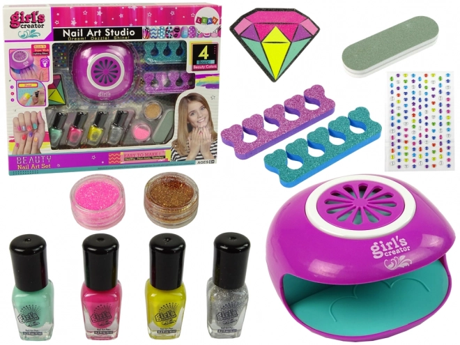 Set Manicure Con Lampada, Smalti e Glitter