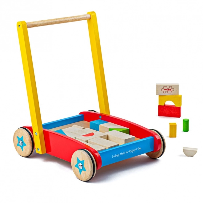 Carretto con cubi in legno per bambini Bigjigs