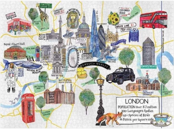 Mappa illustrata con monumenti iconici