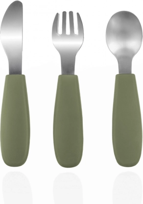 Posate per bambini in silicone, Forest Green