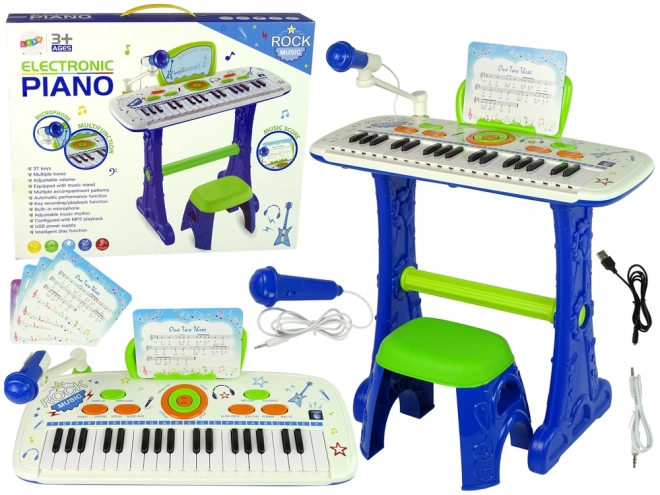 Pianoforte Elettrico per Bambini con Note USB Blu