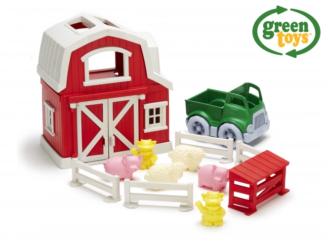 Giocattolo Green Toys Set Fattoria con Casa, Auto e Animali